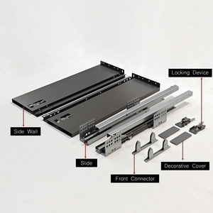 Ultra Thin Metal Slim <strong>Drawer</strong> <strong>Box</strong> Soft Closing <strong>Drawer</strong> System <strong>Slide</strong> <strong>Rail</strong> for Kitchen Cabinet - Product Image 3