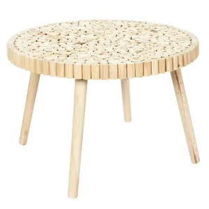 CMP Living Room Furniture 66 Cm In Diameter Chinese Carving Furniture Round Modern End Wood Coffee Table For Living Room