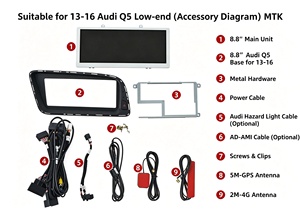 Autoradio Android 8,8 pouces avec CarPlay sans fil, navigation et écran tactile pour Audi Q5 2013-2016, écran HD - Product Image 2
