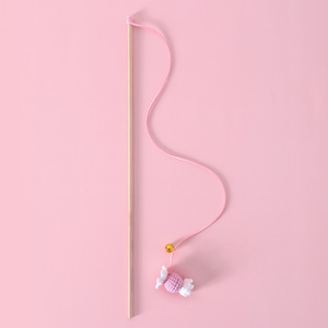 Interactive Wood Cat Toy Knitted Teaser <b>Stick</b> with Colored <b>Candy</b> & Bell Sound Toys for Pet Movement - Product Image 4