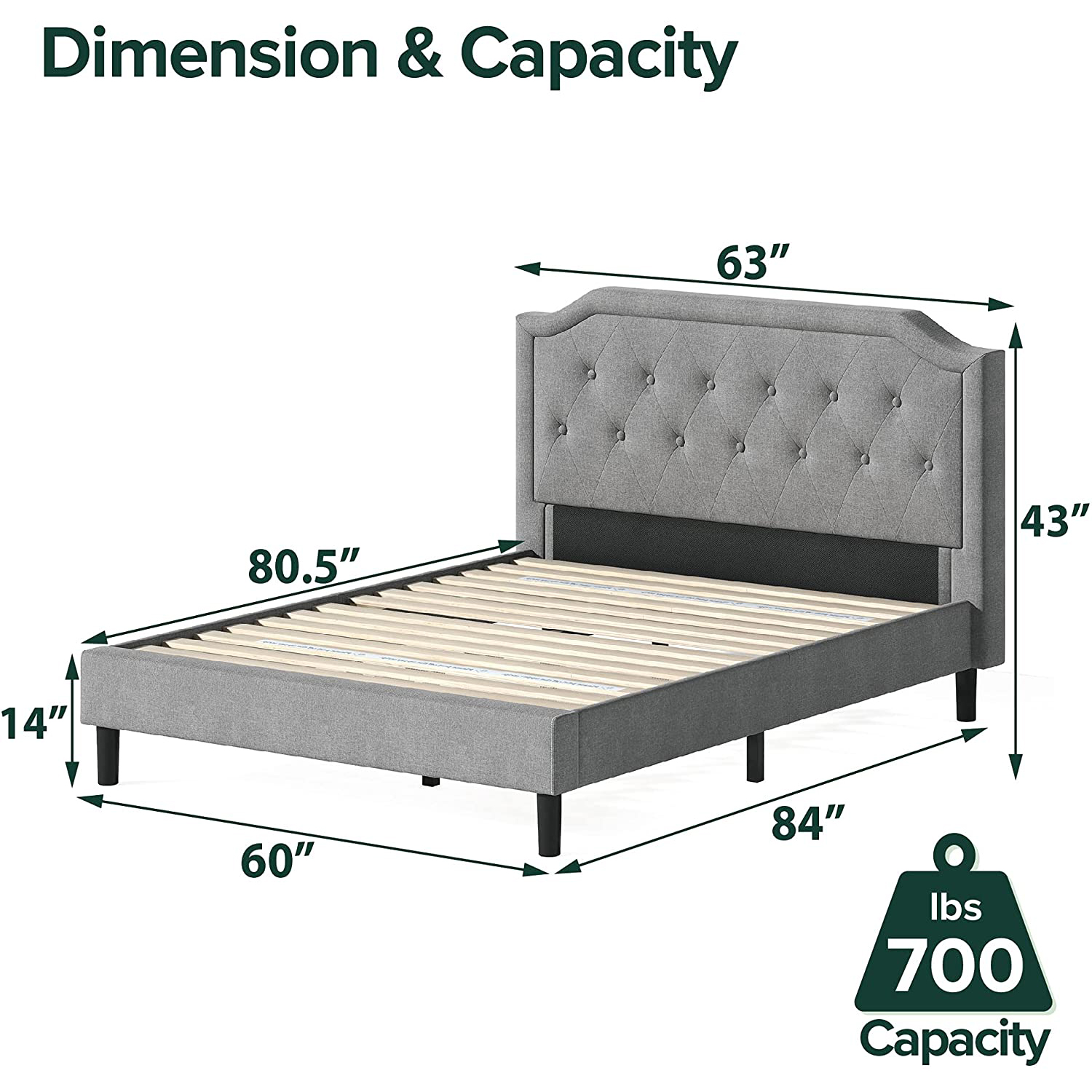 cheap fashion Upholstered Modern Platform King Size fabric Bed Frame