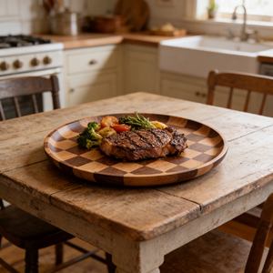 Décoration d'intérieur, porte-bougie décoratif, design unique à carreaux, plateau rond en bois <span class=keywords><strong>de</strong></span> 11 pouces pour <span class=keywords><strong>table</strong></span> basse - Product Image 5