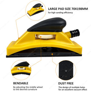 Bloc de ponçage à main sous vide multi-trous, réglable, 70x198mm, pour l'entretien des voitures, meulage mural et plat - Product Image 2