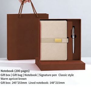 New High-Value Business Minimalist <b>Notebook</b> Gift Box <b>Set</b> Thread-Bound Binding Thickened Pages Customized Engraving Logo Printing - Product Image 3