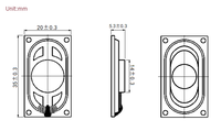 Haut-parleur carré en plastique 2035 JL-164 20mm*35mm 8ohm 2W, unité de driver magnétique interne électrique de haute qualité 930~10kHz