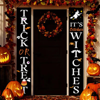 Nouveau pour Amazon Halloween et Noël Couple Rideau de porte Drapeau conçu en usine pour les décorations d'ambiance de fête