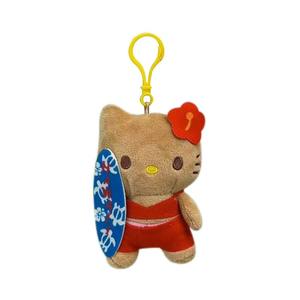 Bonito Cartoon Kitty Hawaii Praia Natação Anel Surfing Brown Skin Cat Keychain Bag Pingente Plush Toy Hawaii Plush Toy - Product Image 3