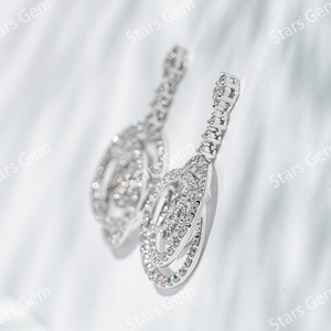 Starsgem 1.7ct 2,1mm redondo corte brillante laboratorio cultivado diamante 18K oro blanco lujo 4,8G pendientes - Product Image 3