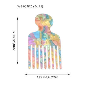 Peigne à dents larges en acétate avec logo personnalisé, outil de coiffage pour cheveux ondulés et <span class=keywords><strong>afro</strong></span>, pour hommes et femmes, tendance - Product Image 4