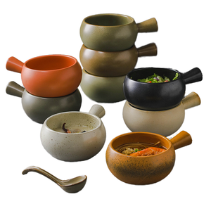 Bol en porcelaine grossière <span class=keywords><strong>de</strong></span> grande capacité <span class=keywords><strong>de</strong></span> style japonais avec poignées bol à <span class=keywords><strong>soupe</strong></span> <span class=keywords><strong>de</strong></span> salade Bibimbap transfrontalier pour nouilles et flocons d'avoine pour jetable - Product Image 6