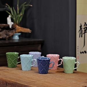 Tasse à eau en céramique en forme de pétale, couleur unie, réutilisable, pour café, usage domestique - Product Image 4
