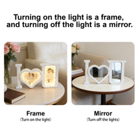 Ensemble de miroirs magiques avec cadre photo LED romantique, lumière en forme de I Love U, pour mariage, anniversaire, Saint-Valentin, cadeau, décoration de la maison