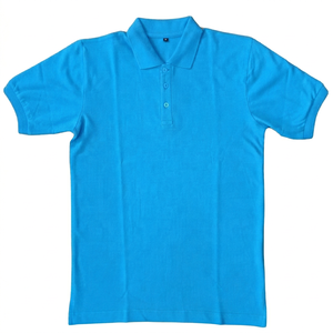 Vente en gros de t-shirts d'uniforme scolaire pour enfants unisexes en coton 100% de haute qualité, manches courtes, bleu uni, logo personnalisé, service OEM - Product Image 1