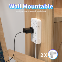 Multiprise industrielle britannique 4 prises avec 2 ports USB-C et 2 ports USB, charge rapide, protection contre les surtensions, sécurité enfant, interrupteur