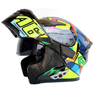 Intercomunicador inteligente abatible hacia arriba para motocicleta, casco con doble lente, M/L/XL/XXL, aprobado por puntos, inalámbrico, color azul - Product Image 5