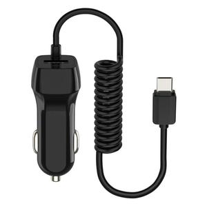 Portatile 2in1 veloce veloce Tipo di carica c / micro usb caricabatteria da auto costruito con primavera cavo del caricatore per il <span class=keywords><strong>iphone</strong></span> tipo c micro telefono - Product Image 1