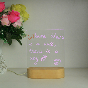 Custom Beech Diy Custom Night <b>Light</b> Acrylic Blank Free Writing Erasable Message Board LED Table Lamp With Oval Wooden <b>Light</b> Base - Product Image 3