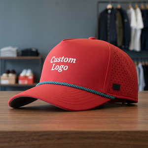 Gorra de Béisbol de 6 Paneles Roja con Logotipo Personalizado, Transpirable, con Orificios Cortados con Láser, Ajustable, Unisex, para Adultos, Casual, Primavera/Verano - Product Image 1