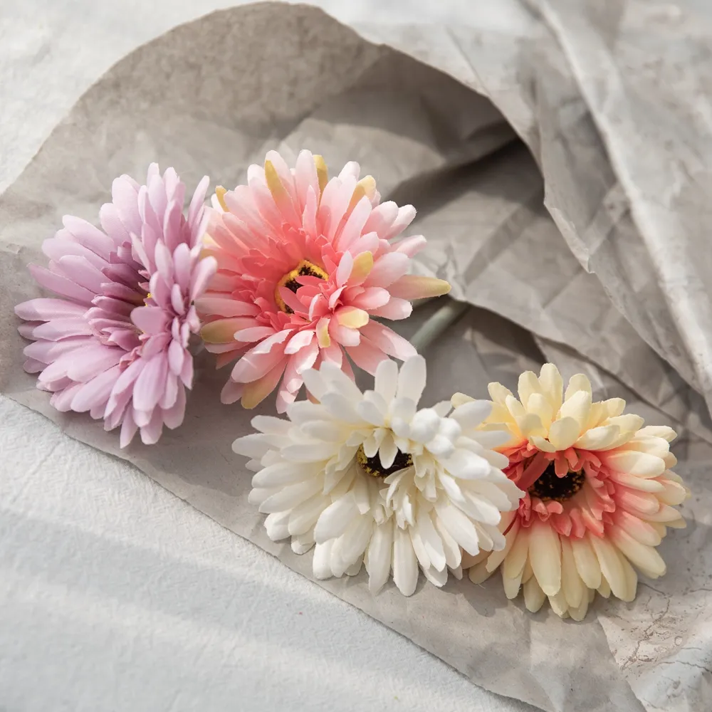 SYB-10004 Artificial African Daisy Flowers Factory Wholesale Real Touch Gerbera Daisy Silk Flowers