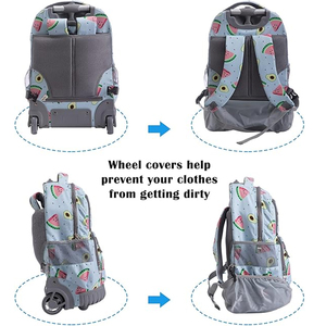 Green Small 35L Cute Lightweight Wheeled Roller 17 Inch <strong>Laptop</strong> Backpack <strong>Bag</strong> for <strong>Ladies</strong> Women with <strong>Wheels</strong> - Product Image 5