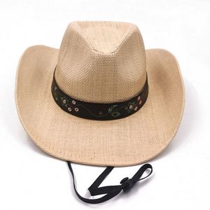 Minimalist Straw Western <b>Hat</b> Wide Brim Sun Protection Cowboy <b>Hat</b> <b>for</b> Summer Use - Product Image 5