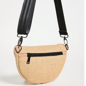 Custom Beige Straw <b>Lightweight</b> Crossbody Sling <b>Bag</b> Unisex Fanny Packs <b>Beach</b> Chest Bum <b>Bag</b> Sling Purse Zip Pockets Outdoor <b>Bag</b> - Product Image 4