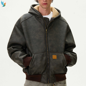 Felpa da uomo in pile resistente al vento di alta qualità invernale retrò con cerniera imbottita - Product Image 1