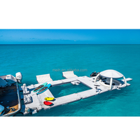 Offre Spéciale extérieur gonflable flottant île piscine piste d'air matelas canapé plate-forme avec parasol eau parc d'attractions loisirs