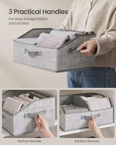 Ensemble de boîtes de rangement pour placard, bacs organisateurs pliables avec 3 poignées, 30 cm (L) x 20 cm (L) x 40 cm (H), couleur sable estival pour l'organisation de la maison - Product Image 6