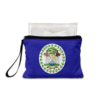 Dompet Koin Mini Berresleting Motif Bendera Belize, Dompet Penyimpanan Poliester untuk Kartu, Koin, Kosmetik, Warna Campuran Modis