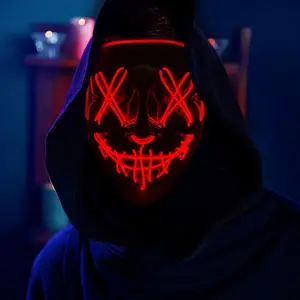 Halloween Neon Led Purge Mask Masque Maskerade Party Masken Licht wachsen im Dunkeln Horror Mask Glowing Masker
