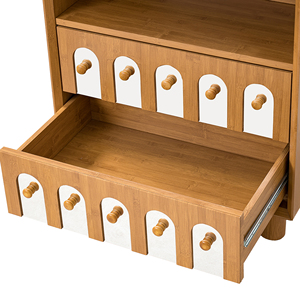 Two <b>Drawers</b> Nightstand Wood Storage Cabinet With Open Shelf And Mirrored Front For Bedroom Use - Product Image 4