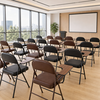 Chaise de formation pliable avec tablette d'écriture, siège en cuir rembourré, cadre métallique peu encombrant, pour école, bureau, séminaire, étude