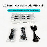 Stasiun Kontrol Cluster Phone Farm 40 Port Dual Layer Tipe C USB Hub dengan Kipas Pendingin Pengisian Daya & Sinkronisasi Data Industri