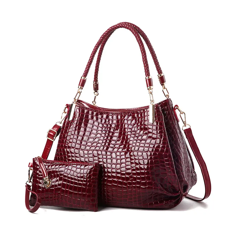 2pcs/Set Large Capacity Women Bags Ladies Fashion Handbags Crocodile Pattern Women's Shoulder Bag Wind Red Luxury Handbag Set