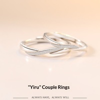 Bagues Junli Ru Yi pour couple en argent sterling S925 électroplaqué, design de niche, luxe léger, simples et unies, pour femmes et hommes
