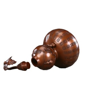 Hollow Copper Gourd With Lid Open Decorative Home Ornament 29 Blessings Purple Copper <b>Table</b> Decor Chinese New Year Gift - Product Image 4