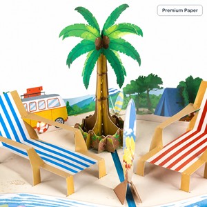 Carte de vœux 3D pop-up sur le thème du voyage, artisanat en papier fait main, cadeau avec vernis mat et impression offset pour anniversaire et fêtes - Product Image 4