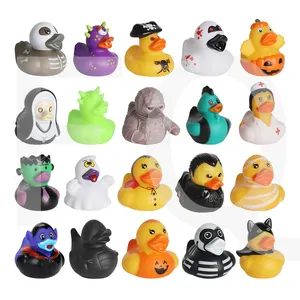 Promosyon özel plastik oyuncak hayvan ağırlıklı yüzen yarış çeşitli banyo oyuncak lastik ördek toplu küvet Squeaky banyo ördek