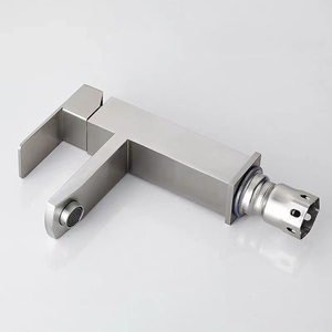 <span class=keywords><strong>Grifo</strong></span> <span class=keywords><strong>de</strong></span> <span class=keywords><strong>Lavabo</strong></span> Cuadrado <span class=keywords><strong>de</strong></span> Acero Inoxidable 304 <span class=keywords><strong>con</strong></span> Acabado Cepillado, Mezclador <span class=keywords><strong>de</strong></span> Agua Fría y Caliente, Montado en el Tapa del <span class=keywords><strong>Lavabo</strong></span> - Product Image 4