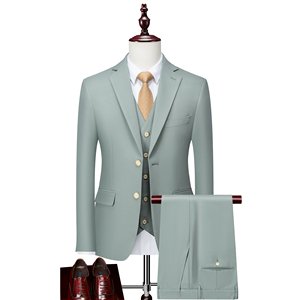 <span class=keywords><strong>Trajes</strong></span> Grises Claros para <span class=keywords><strong>Hombre</strong></span>, Traje de Novio para Negocios, Padrinos de Boda/Cena, 3 Piezas (Chaqueta + Chaleco + Pantalones) con Dos Botones MBS563 - Product Image 3