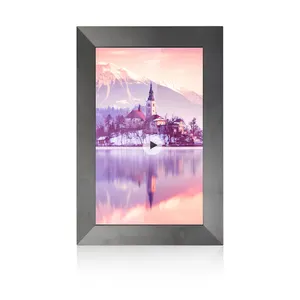Picture Wifi Digital Photo Frame Hd Advertising Square Lcd Screen Display Video Nft Art USB Touch Screen Wooden Clock 10&quot