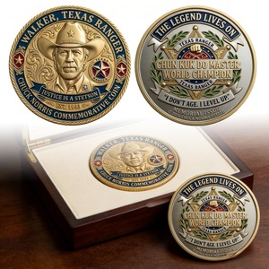 Pièce commémorative Chuck Norris Ranger du <span class=keywords><strong>Texas</strong></span>, style denim rétro, en alliage, médaille en relief, objet de collection, ornement commémoratif, culture de l'action - Product Image 1