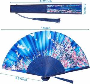 พัดไม้ไผ่พับได้แบบถือด้วยมือ พร้อมผ้าไหม สำหรับงานปาร์ตี้ งานแต่งงาน ของขวัญ ตกแต่งผนัง ดีไซน์ Ds พัดแบบถือ - Product Image 6