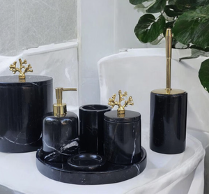Nuevo Juego de Accesorios de Baño de Lujo de Cuatro Piezas de Mármol Elegante y Ecológico, Colorido, para el Hogar, Artesanía Tayyab - Product Image 2