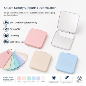 Customized color printable LOGO portable folding makeup mirror with double-sided <b>pocket</b> small mirror makeup mirror - Product Image 3