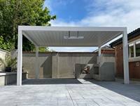Pergola en aluminium imperméable et pare-soleil pour patio/balcon/terrasse, pavillon écologique extérieur télécommandé avec porte/lumière LED