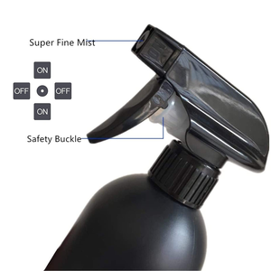 Luxury <b>Empty</b> 300ml 500ml 17oz HDPE Round Black <b>Spray</b> <b>Bottles</b> With Trigger - Product Image 3