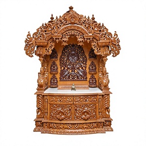 Trendy Teak Wooden Temple With OM Design Big Size Pooja Temples in Teak Wood for Sale Designer Large Size Teak Wood Temple - Product Image 4