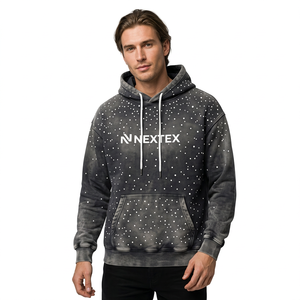 Sweat-shirt à capuche pour homme, imprimé avec des strass, coupe classique, en polaire polyester, pour homme - Product Image 1